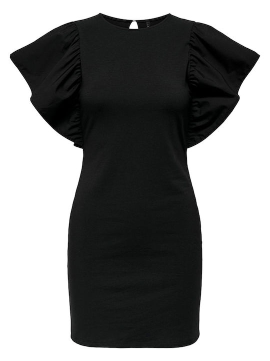 Only Dress with Ruffle Black