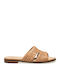 Leder Flache Sandalen für Damen in Rosa Farbe