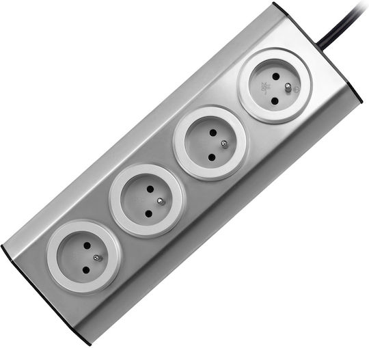 Orno Power Strip 4 Sockets with Cable 1.5m Silver