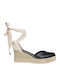 Women's Leather Platform Espadrilles Black