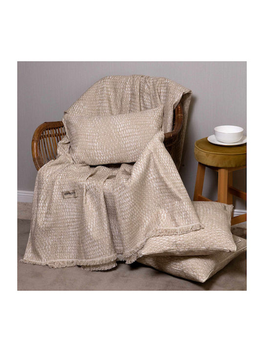 Aslanis Home Ριχτάρι Διθέσιου Καναπέ Chenille 180x250εκ. Γκρι / Εκρού