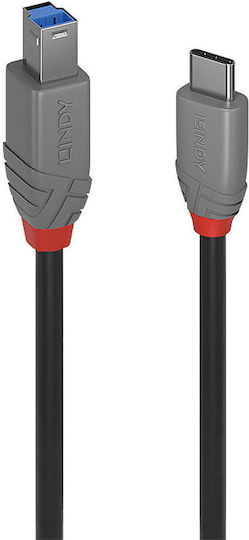 Lindy Редовна USB 3.2 Кабел USB-C мъжки - USB-B мъжки Черен 1м (36666)