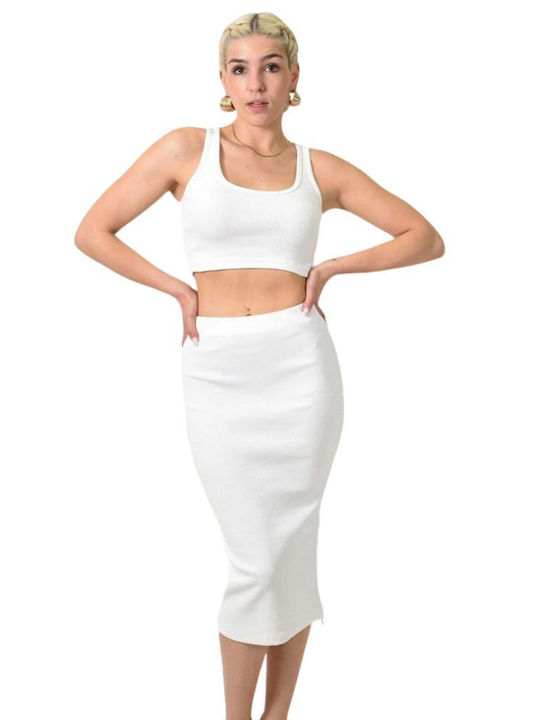 Potre Set with Midi Skirt white
