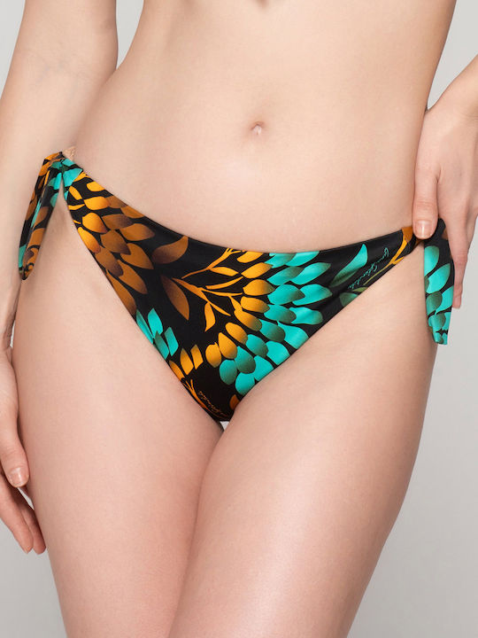 Emerald Bikini Bottoms with Cords Embroidery