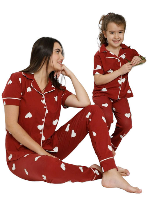 Sexen Kids' Pajamas Summer Cotton Burgundy