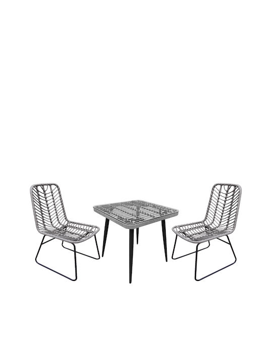 ArteLibre Garten- und Outdoor-Möbelsets für kleinen Raum Cali 3 Stück Grau/Schwarz