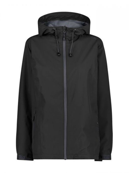 CMP Fix Hood Women's Short Lifestyle Jacket Waterproof and Windproof for Spring or Autumn with Hood NERO