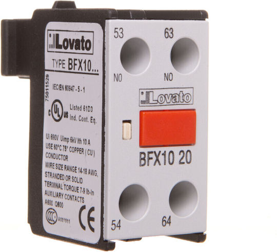 Lovato Electric Επαφή Διακόπτη Ηλεκτρολογικού Πίνακα BFX1020