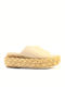 Leather Women's Flat Sandals Flatforms in Pink Color
