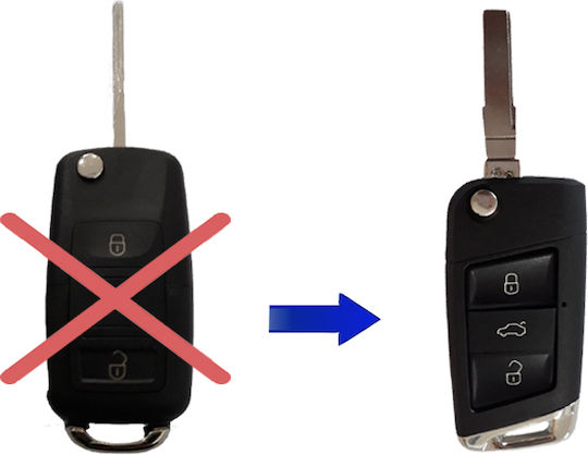 Foldable Car Key Shell with Blade with 3 Buttons for Audi / Seat / Skoda / VW