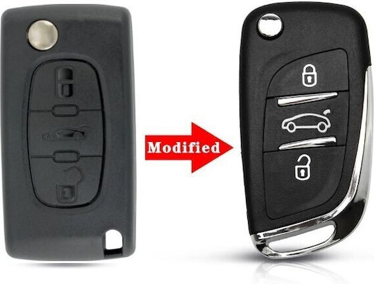 Klappbar mit 3 Tasten für Peugeot / Renault