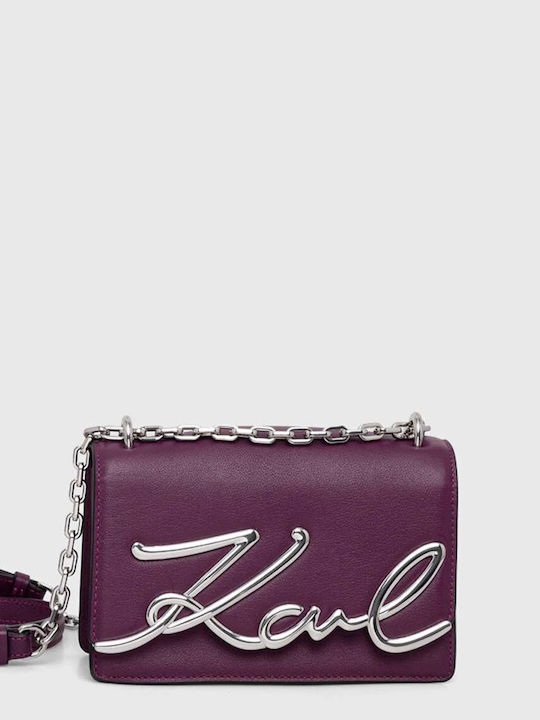 Karl Lagerfeld Leather Handbag Color Purple 235w3062
