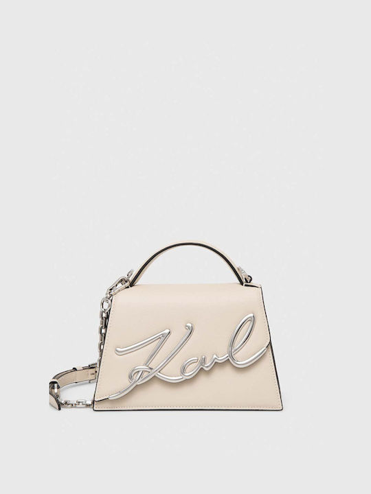 Karl Lagerfeld Leather Handbag Color Beige 240w3004