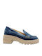Leder Damen Mokassins in Blau Farbe