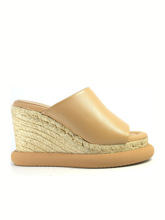 Leather Mules Platforms Paloma Barcelo Gila 241514 Tan
