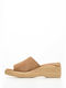 Women's Low Platform Sandals 4767 Tan Leather Suede Eva Frutos