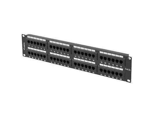 Lanberg Patch Panel για Rack 2U 19" 48 Θυρών cat5e Μαύρο