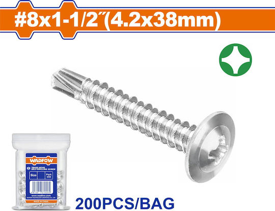 Wadfow Self-Piercing Sheet Metal Screw Phillips Galvanized with Diameter M4.2 and Length 38mm 200pcs