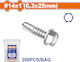 Wadfow Self-Piercing Sheet Metal Screw Hexagon Galvanized with Diameter M6.3 and Length 25mm 200pcs
