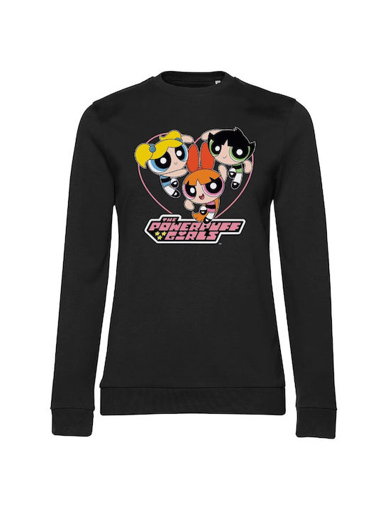 Bluza pentru femei cu inimă Powerpuff Girls neagră