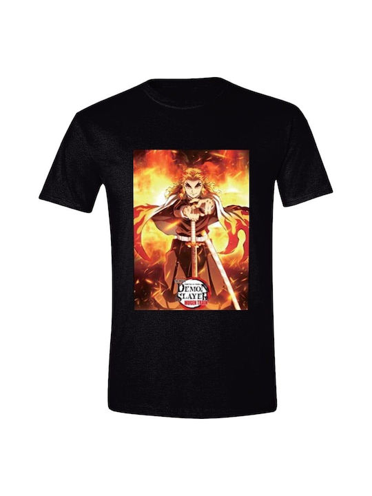 Demon Slayer Kimetsu No Yaiba Kyojuro Rengoku Black T-shirt