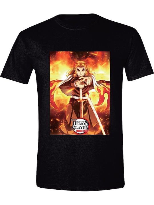 Demon Slayer Kimetsu No Yaiba Kyojuro Rengoku Black T-shirt