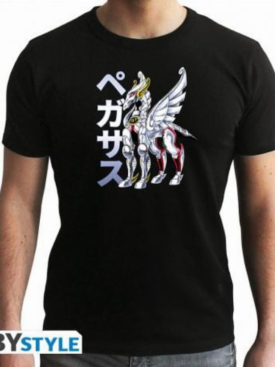 Tricou negru cu logo-ul Pegasus din Saint Seiya