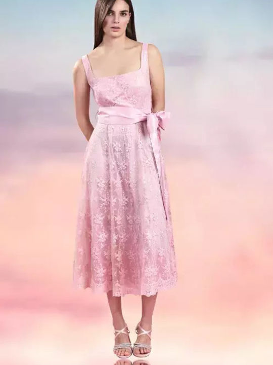 Midi-Spitzenkleid Rosa