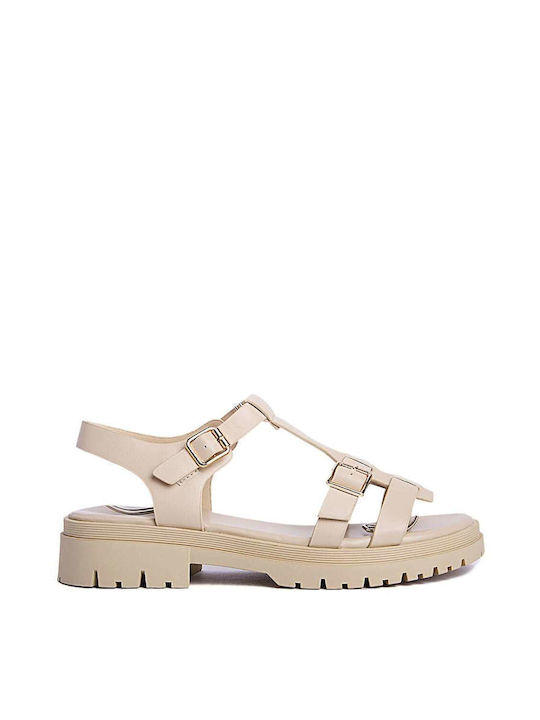 Keep Fred Synthetic Leather Women's Sandals Beige