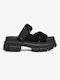 Ugg Australia Leder Damen Flache Sandalen in Schwarz Farbe