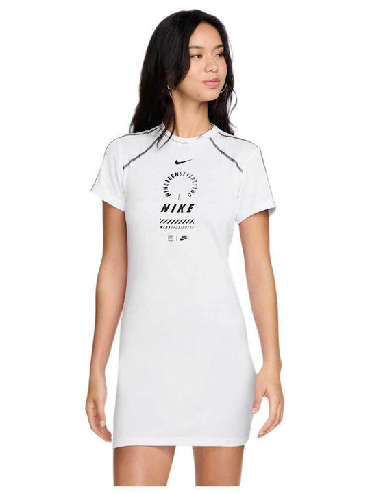 Sportswear Καλοκαιρινό Mini Αθλητικό Φόρεμα T-shirt Κοντομάνικο Λευκό