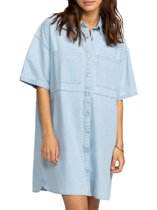 Roxy Night Summer Shirt Dress Dress Light Blue