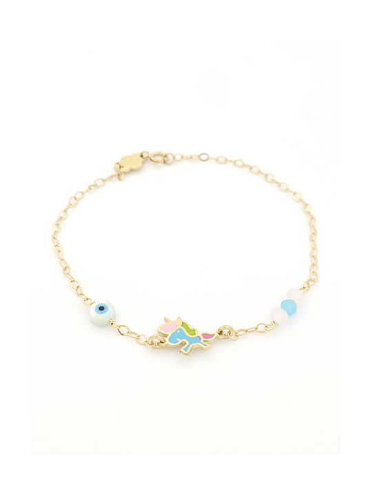 Pavlides Kids Gold Chain Bracelet 9K with Evil Eye