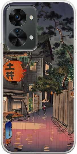 Ukiyo-e Tokyo Rain Street Back Cover Silicone Multicolour (OnePlus Nord 2T)