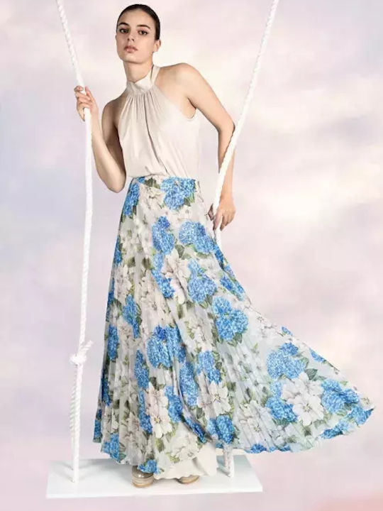 Desiree Πλισέ Maxi Φούστα Floral Σιέλ