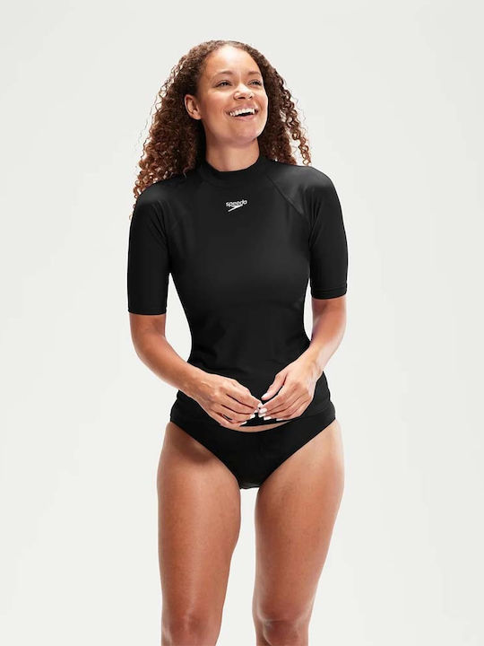 Speedo Γυναικεία Κοντομάνικη Αντηλιακή Μπλούζα Μαύρη