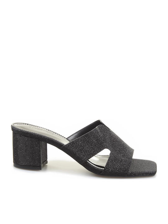Fshoes Mules με Χοντρό Χαμηλό Τακούνι σε Μαύρο ...