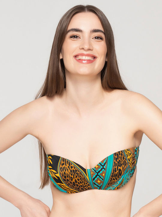 Luna Fără bretele Top bikini Animal Print Jade