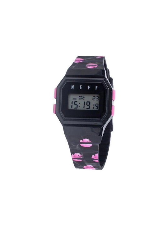 Neff Headwear Digital Watch Battery with Black Rubber Strap