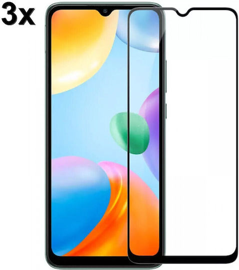 Techwave 5D 0.3мм Пълно лепило Закалено стъкло за цялото лице 3бр Черен (Redmi 10C)