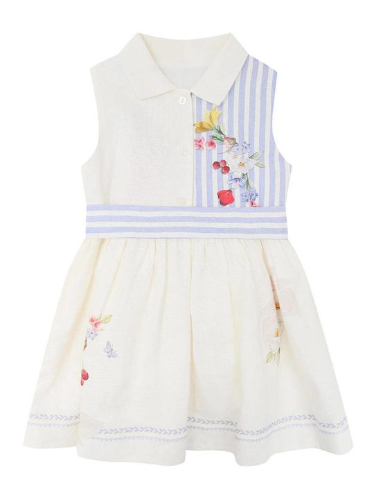 Kinderkleid Ärmellos Leinen Gestreift Ivory Coast