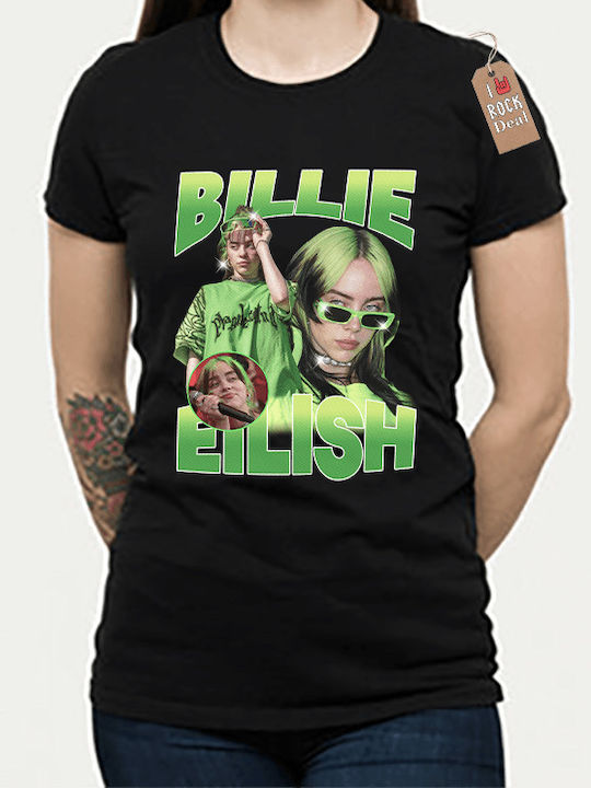 Rock Deal Billie Eilish Logo T-shirt Black Cotton