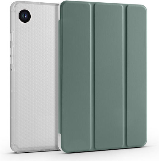 Husă pentru tabletă Samsung Galaxy Tab A9 X110 din piele TPU transparentă cu model de fagure de miere, pliabilă în 3, cu suport pentru stilou, verde închis