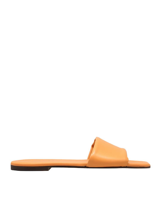 Kalogirou Leather Women's Flat Sandals in Orang...