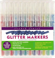 Peter Pauper Press Markeri Glitter Markers Set 12 Culoare Full Face