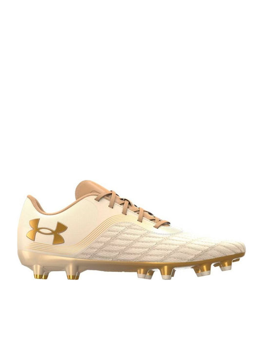 Under Armour Clone Mag Pro 3.0 FG Ποδοσφαιρικά Παπούτσια με Τάπες Μπεζ