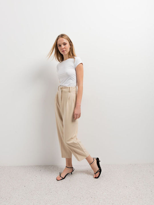 Make your image Women's Fabric Trousers Beige