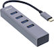 InLine USB Хъб 4 Порта USB 3.2 с Връзка USB-A Сребрист