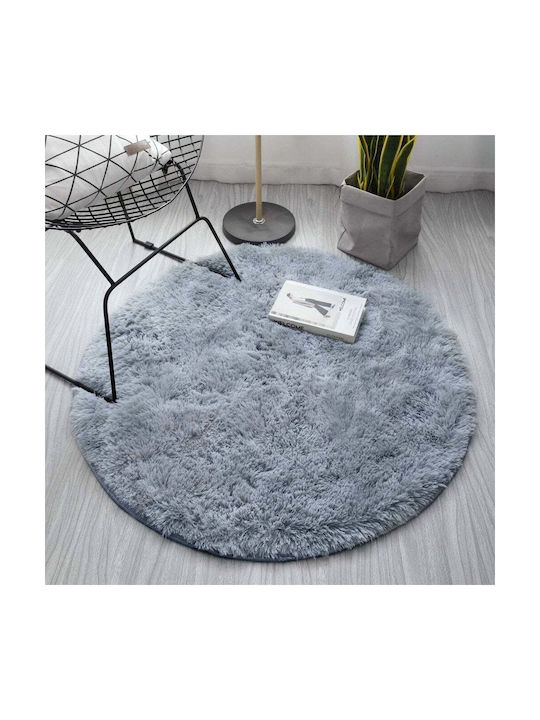 Strado Carpets Χαλί Στρογγυλό Shaggy Light Grey