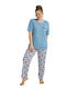 PijaMood Sommer Damen Pyjama-Set Light Blue